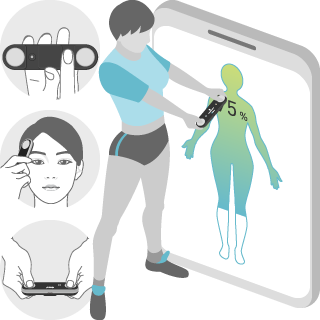 ONESOFTDIGM, Device, Fitrus T, Measure your biometric data via Fitrus Plus pocket-sized device.<br>
(Body fat, muscle mass, heart rate, skin temperature, stress level, activity level)