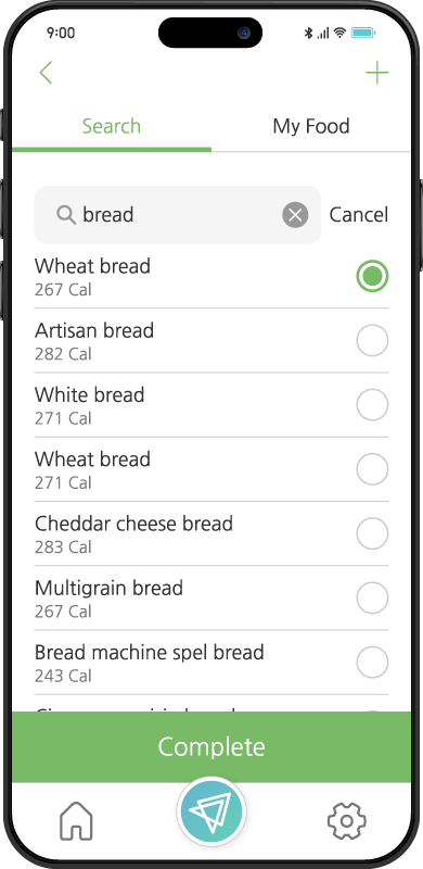 Daily calorie intake and nutrient tracking